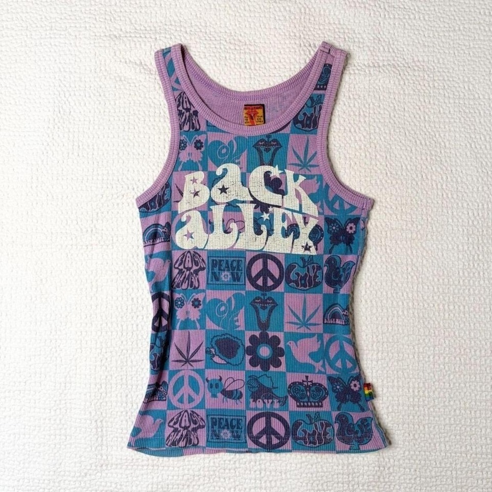 Back Alley psychedelic graphic ribbed tank